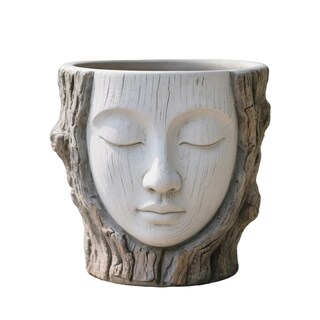 Foto 2 | Foto 2 | Maceta De Resina Con Forma De Tocón De Árbol Cabeza De Niña 700 G 17 X 17 X 16 5 Cm - Venta Internacional.