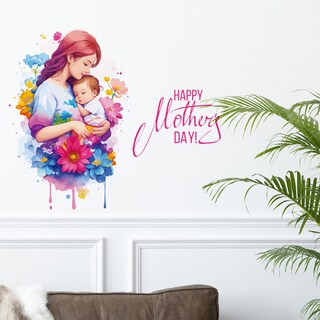Foto 2 | Foto 2 | Adhesivo De Pared Con Estampado Floral «feliz Día De La Madre» Y «bebé» - Venta Internacional.