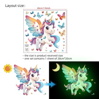 Foto 4 | Foto 4 | Adhesivos De Pared Con Dibujos Animados De Unicornios Que Brillan En La Oscuridad - Venta Internacional.