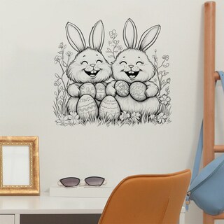 Foto 1 | Foto 1 | Adhesivos De Pared Con Diseño De Conejo De Pascua Autoadhesivos En Blanco Y Negro - Venta Internacional.