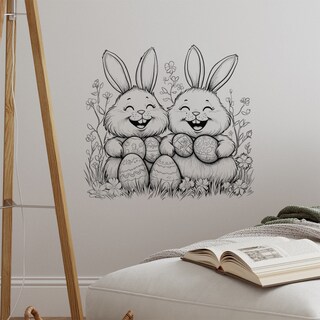 Foto 2 | Foto 2 | Adhesivos De Pared Con Diseño De Conejo De Pascua Autoadhesivos En Blanco Y Negro - Venta Internacional.