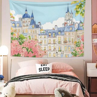 Foto 1 | Foto 1 | Tapiz Para Colgar En La Pared Con Un Romántico Paisaje Urbano De París 150 X 130 Cm - Venta Internacional.