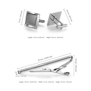 Foto 2 | Foto 2 | Juego De Gemelos Y Clips Para Corbatas Para Hombre Diseño Cuadrado Moderno - Venta Internacional.