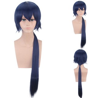 Foto 1 | Foto 1 | Peluca Sintética Para Cosplay Cola Larga Y Recta Azul Marino 40 Cm - Venta Internacional.