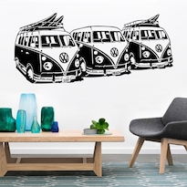 Adhesivos De Pared Vintage Para Autobús Surf Playa Olas Negro Y Blanco - Venta Internacional.