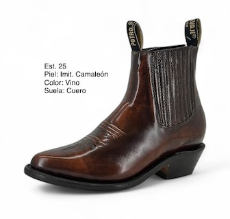 Foto 2 | Foto 2 | Botín Vaquero Potro Salvaje Piel Imitación Camaleón Vino para Hombre