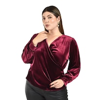 Blusa de Terciopelo Roman Fashion 734 Vino para Mujer