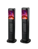 Combo De 2 Calefactores De Torre Ceramico Con Flama Red Fan Negro Cfma25x2