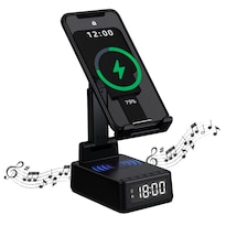 Power Bank Cargador Inalámbrico Portail Con Reloj Y Bocina Conexión Bluetooth Con Micrófono Para Llamadas De 3000mah Batería