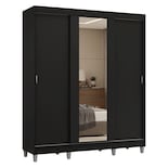 Ropero Madesa Negro 3 Puertas Corredizas con Espejo