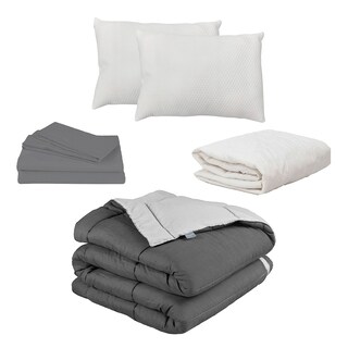 Foto 1 | Foto 1 | Edredón Rogga Gris Oxford/Gris Perla King Size + Protector De Colchón Ultra + Sábanas Basic + 2 Almohadas Frosty