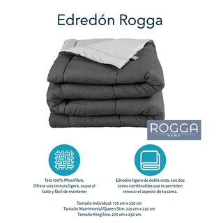 Foto 2 | Foto 2 | Edredón Rogga Gris Oxford/Gris Perla King Size + Protector De Colchón Ultra + Sábanas Basic + 2 Almohadas Frosty