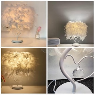 Foto 2 | Foto 2 | Lámpara de Mesa CM-Top Led de Plumas Blancas con Corazón 41 cm