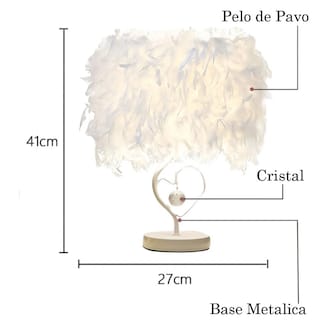 Foto 3 | Foto 3 | Lámpara de Mesa CM-Top Led de Plumas Blancas con Corazón 41 cm