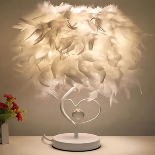 Foto 4 | Foto 4 | Lámpara de Mesa CM-Top Led de Plumas Blancas con Corazón 41 cm