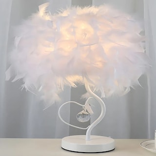 Foto 5 | Foto 5 | Lámpara de Mesa CM-Top Led de Plumas Blancas con Corazón 41 cm