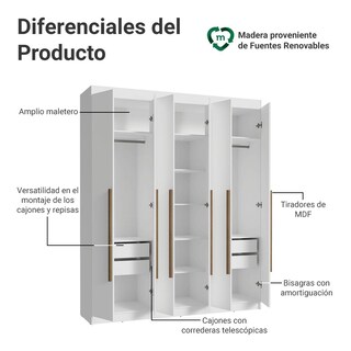 Foto 4 | Foto 4 | Closet Madesa con 6 Puertas 180 cm