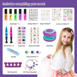 Foto 5 | Foto 5 | Set De Esmaltes De Uñas Battop Kids Con Secador Uñas Postizas Y Pegatinas - Venta Internacional.