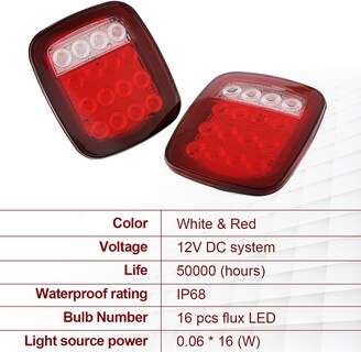 Foto 5 | Foto 5 | Componentes Para Camioneta All Star: Luz Trasera De Freno Estilo Jeep Con 16 Led 12v - Venta Internacional.