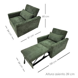 Foto 2 | Foto 2 | Sofá Cama Individual Reclinable Y Convertible Ilios Innova Sillón 2 En 1 Con Reposapiés Desplegable Diseño Moderno