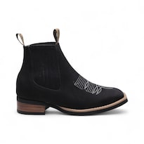 Botin Golden Shoes Cuadrado Negro Nobuck Vaquero