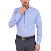 Camisa Yale Slim Fit Manga Larga 3749 Azul Plumbago