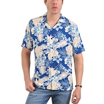 Camisa Yale Manga Corta Regular Fit Cuello Cubano 3840 Azul Rey