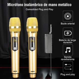 Foto 4 | Foto 4 | Kit Universal Micrófono Lab.g Inalámbrico Profesional Karaoke 2pcs Oro