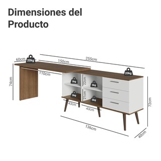 Foto 4 | Foto 4 | Escritorio En L Madesa Lisboa Con Cajonera Y Repisas Mb 10