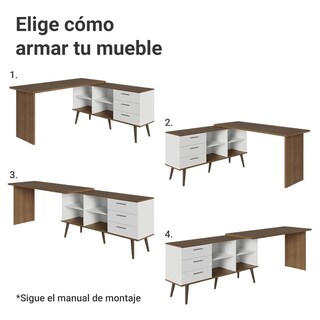 Foto 6 | Foto 6 | Escritorio En L Madesa Lisboa Con Cajonera Y Repisas Mb 10