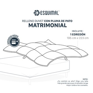 Foto 6 | Foto 6 | Edredón Duvet Esquimal Matrimonial Blanco 100% Algodón Relleno Pluma De Pato Densidad Media