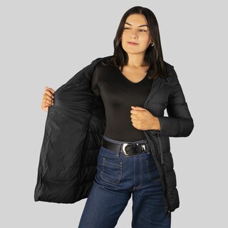 Foto 3 | Foto 3 | Chamarra Larga Capitonada Para Mujer Con Capucha Greenlander Negro