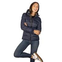 Chamarra Capitonada Para Mujer Con Capucha Greenlander Azul Marino