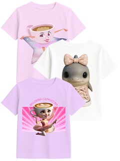 Foto 1 | Foto 1 | Set De 3 Playeras Para Niña Zyro Kids Modelo 1004 Estampado Lila Y Blanco