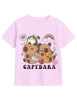 Playera Para Niña Zyro Kids Modelo 1004 Capybara Color Rosa Pastel