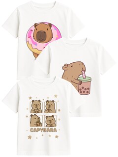 Foto 1 | Foto 1 | Set De 3 Playeras Para Niña Zyro Kids Modelo 1004 Color Blanco Estampado Capybara