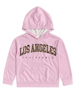 Hoodie Para Niña Zyro Kids Modelo 2304 Rosa Con Estampado Los Angeles California