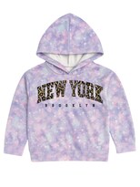 Hoodie Para Niña Zyro Kids Hk-2035 Lila Tie Dye New York Brooklyn Animal Print