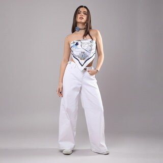 Foto 3 | Foto 3 | Jeans Wide Leg Tiro Medio Blanco Mezclilla