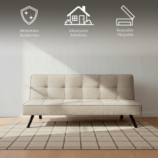 Foto 3 | Foto 3 | Sofá Cama Urban Moderno Futón Tapizado En Lino Gris Con Patas Negras Ilios Innova Diseño Minimalista De 3 Posiciones