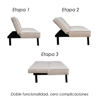 Foto 7 | Foto 7 | Sofá Cama Urban Moderno Futón Tapizado En Lino Gris Con Patas Negras Ilios Innova Diseño Minimalista De 3 Posiciones