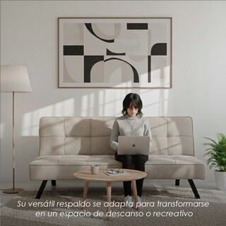 Foto 8 | Foto 8 | Sofá Cama Urban Moderno Futón Tapizado En Lino Gris Con Patas Negras Ilios Innova Diseño Minimalista De 3 Posiciones