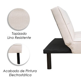 Foto 6 | Foto 6 | Sofá Cama Urban Moderno Futón Tapizado En Lino Beige Con Patas Negras Ilios Innova Diseño Minimalista De 3 Posiciones