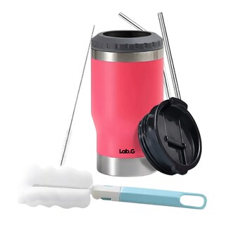 Foto 1 | Foto 1 | Portalatas De Cerveza Lab.g De Acero Inoxidable Vaso Térmico 14oz Rosa Obscuro