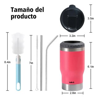 Foto 3 | Foto 3 | Portalatas De Cerveza Lab.g De Acero Inoxidable Vaso Térmico 14oz Rosa Obscuro