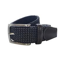 Cinturón Ferrioni Textil Elástico Trenzado Negro Gris Hombre