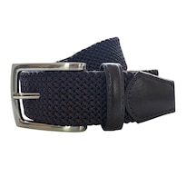 Cinturón Ferrioni Textil Elástico Trenzado Azul Moka 34mm