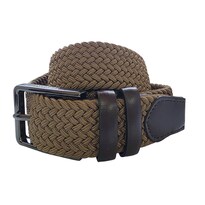Cinturón Ferrioni Textil Elástico Trenzado Caqui Hombre 34mm
