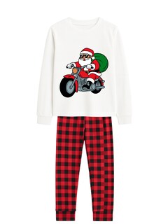 Foto 1 | Foto 1 | Pijama Niño Zyro Kids 12303 Rojo Santa En Moto Cuadros