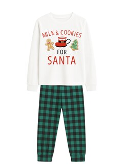 Foto 1 | Foto 1 | Pijama Niño Zyro Kids 12302 Verde Cuadros Milk & Cookies Santa